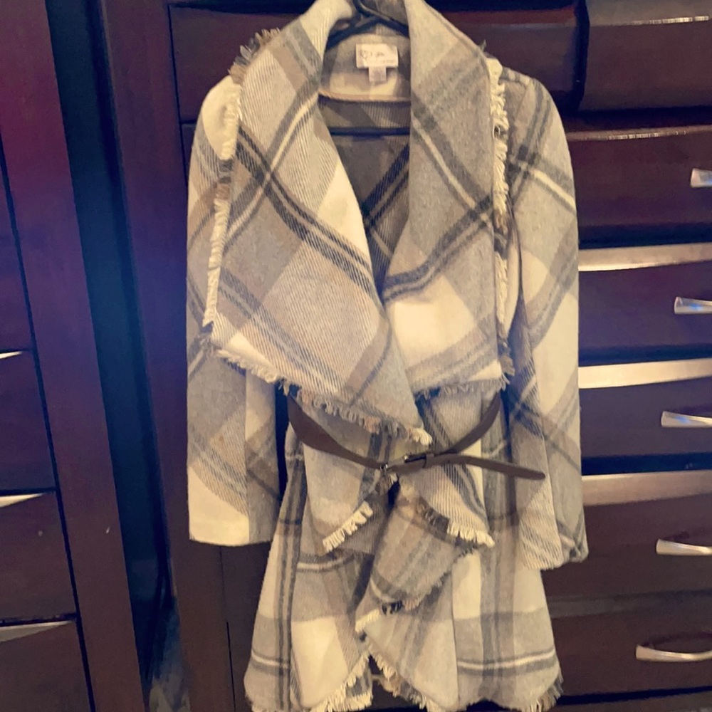 Wearing cozy blanket